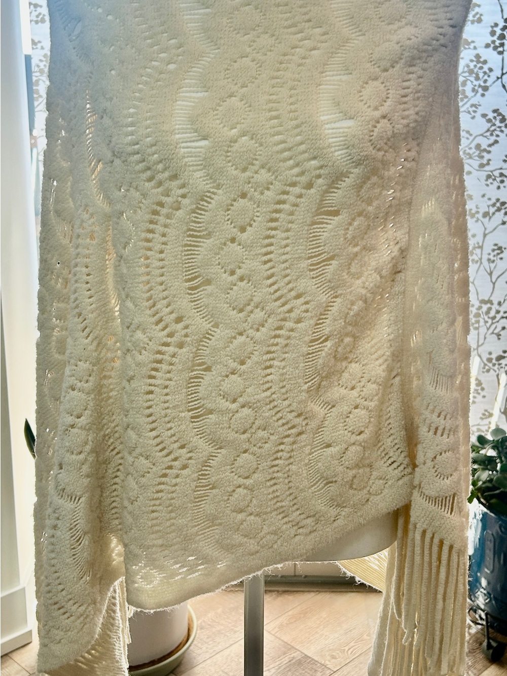 Soft Cream Knit Fringe Sweater (NWOT)